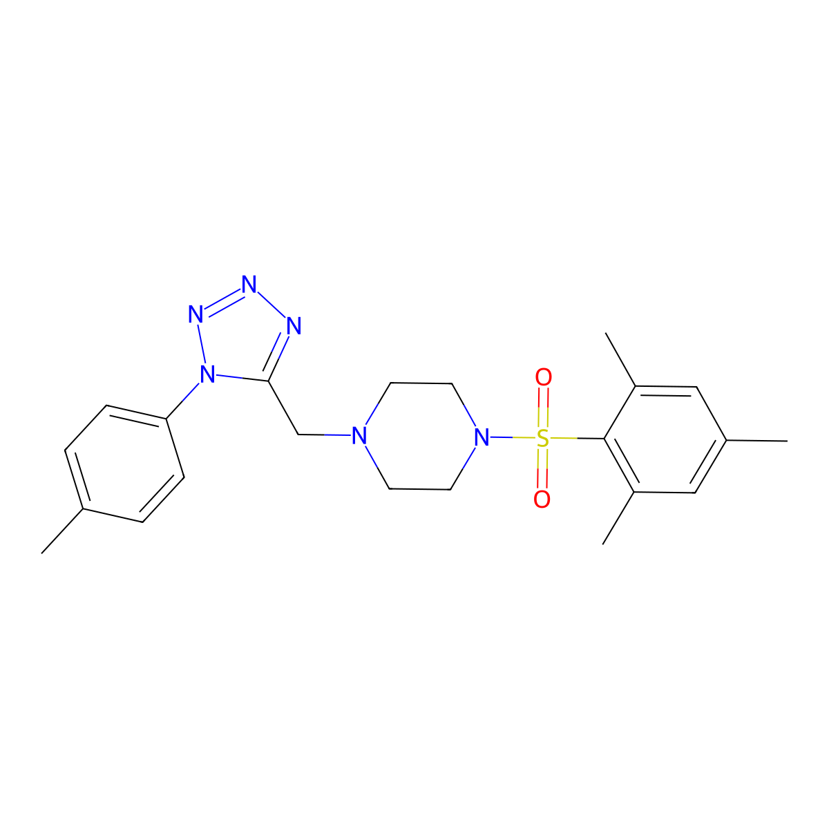 1-{[1-(4-methylphenyl)-1H-1,2,3,4-tetrazol-5-yl]methyl}-4-(2,4,6-trimethylbenzenesulfonyl)piperazine molecular structure, CAS 1049387-21-4