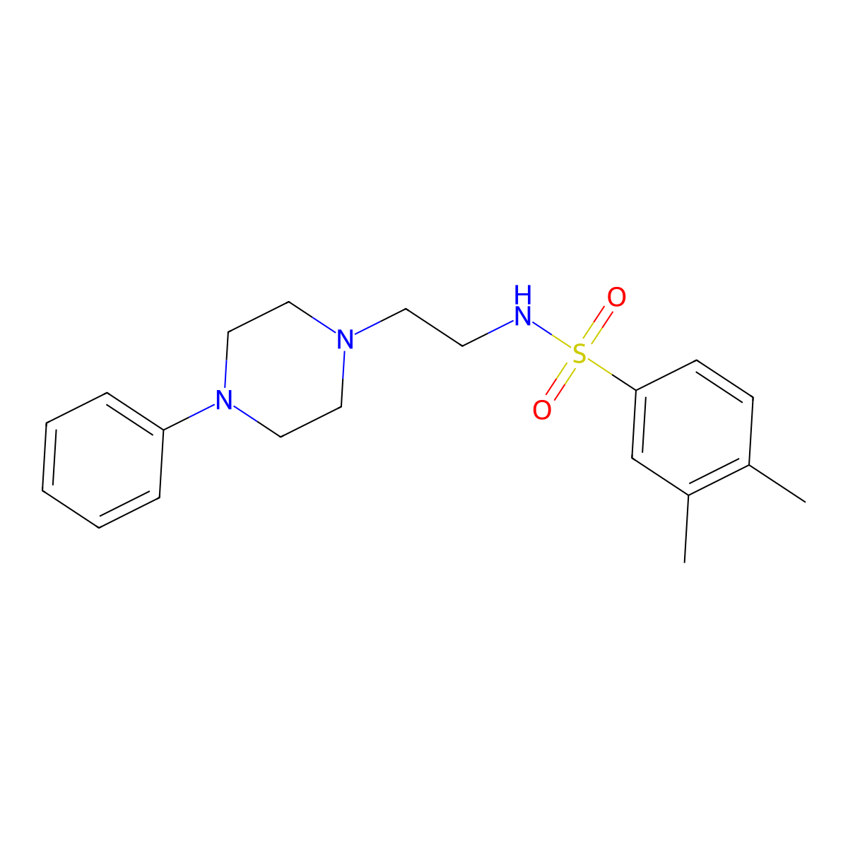 3,4-dimethyl-N-(2-(4-phenylpiperazin-1-yl)ethyl)benzenesulfonamide molecular structure, CAS 1049387-69-0