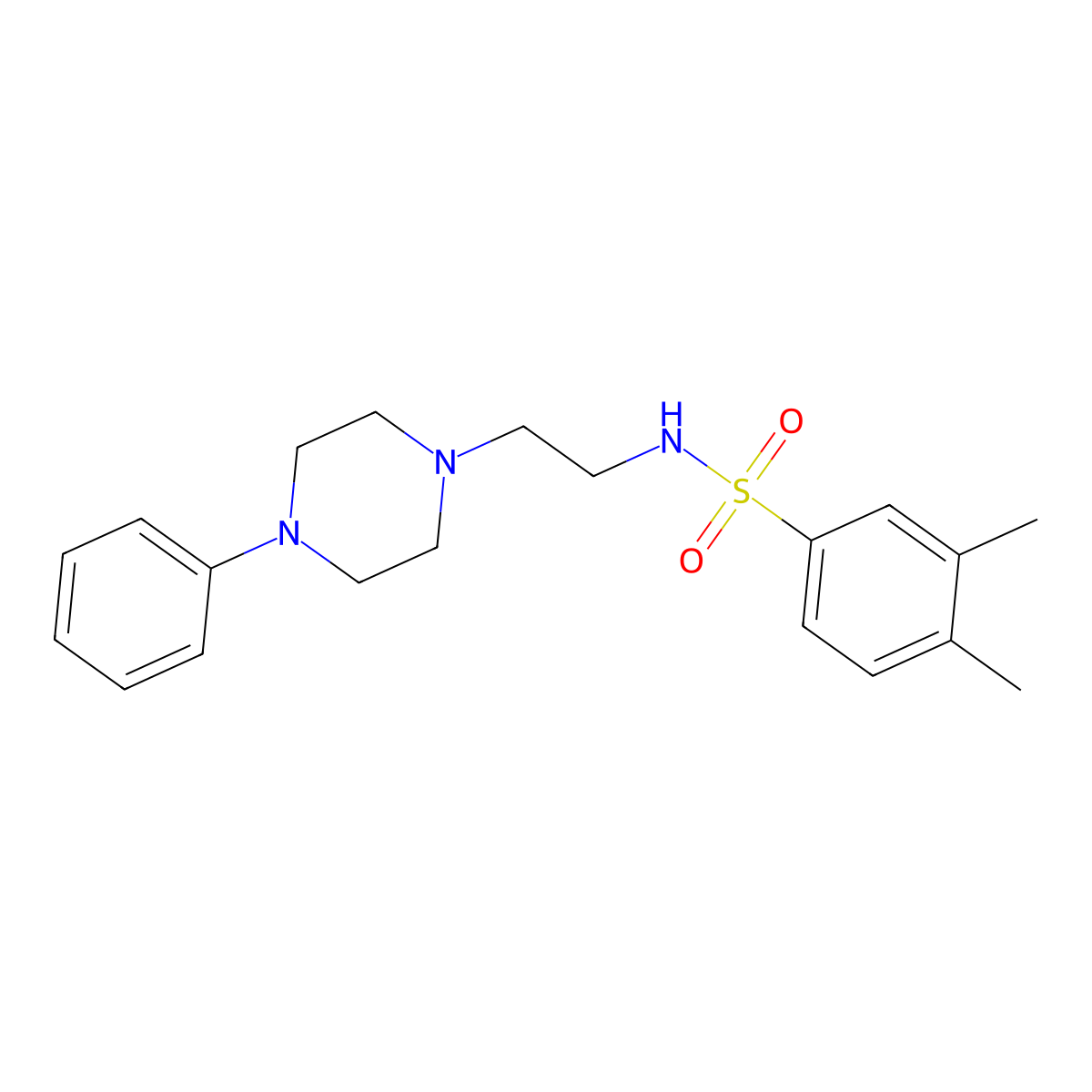 3,4-dimethyl-N-(2-(4-phenylpiperazin-1-yl)ethyl)benzenesulfonamide molecular structure, CAS 1049387-69-0