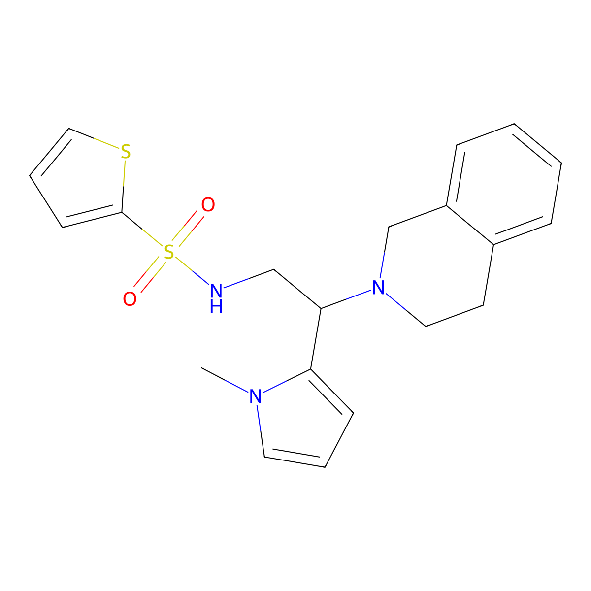 N-(2-(3,4-dihydroisoquinolin-2(1H)-yl)-2-(1-methyl-1H-pyrrol-2-yl)ethyl)thiophene-2-sulfonamide molecular structure, CAS 1049388-87-5