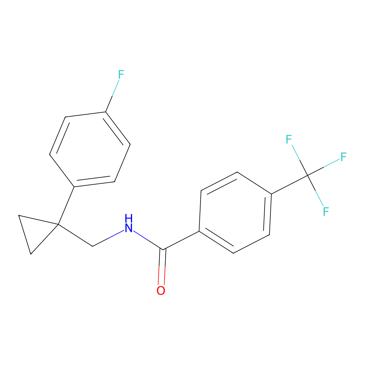 N-{[1-(4-fluorophenyl)cyclopropyl]methyl}-4-(trifluoromethyl)benzamide molecular structure, CAS 1049389-04-9
