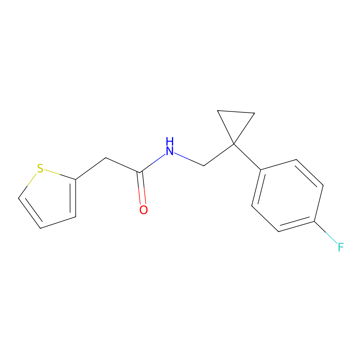 N-{[1-(4-fluorophenyl)cyclopropyl]methyl}-2-(thiophen-2-yl)acetamide molecular structure, CAS 1049389-12-9