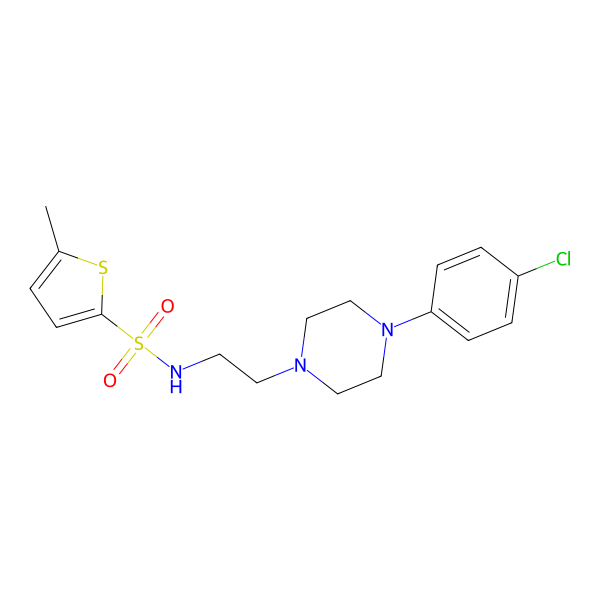 N-(2-(4-(4-chlorophenyl)piperazin-1-yl)ethyl)-5-methylthiophene-2-sulfonamide molecular structure, CAS 1049389-99-2