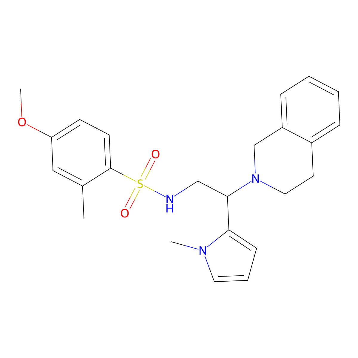 N-(2-(3,4-dihydroisoquinolin-2(1H)-yl)-2-(1-methyl-1H-pyrrol-2-yl)ethyl)-4-methoxy-2-methylbenzenesulfonamide molecular structure, CAS 1049390-32-0