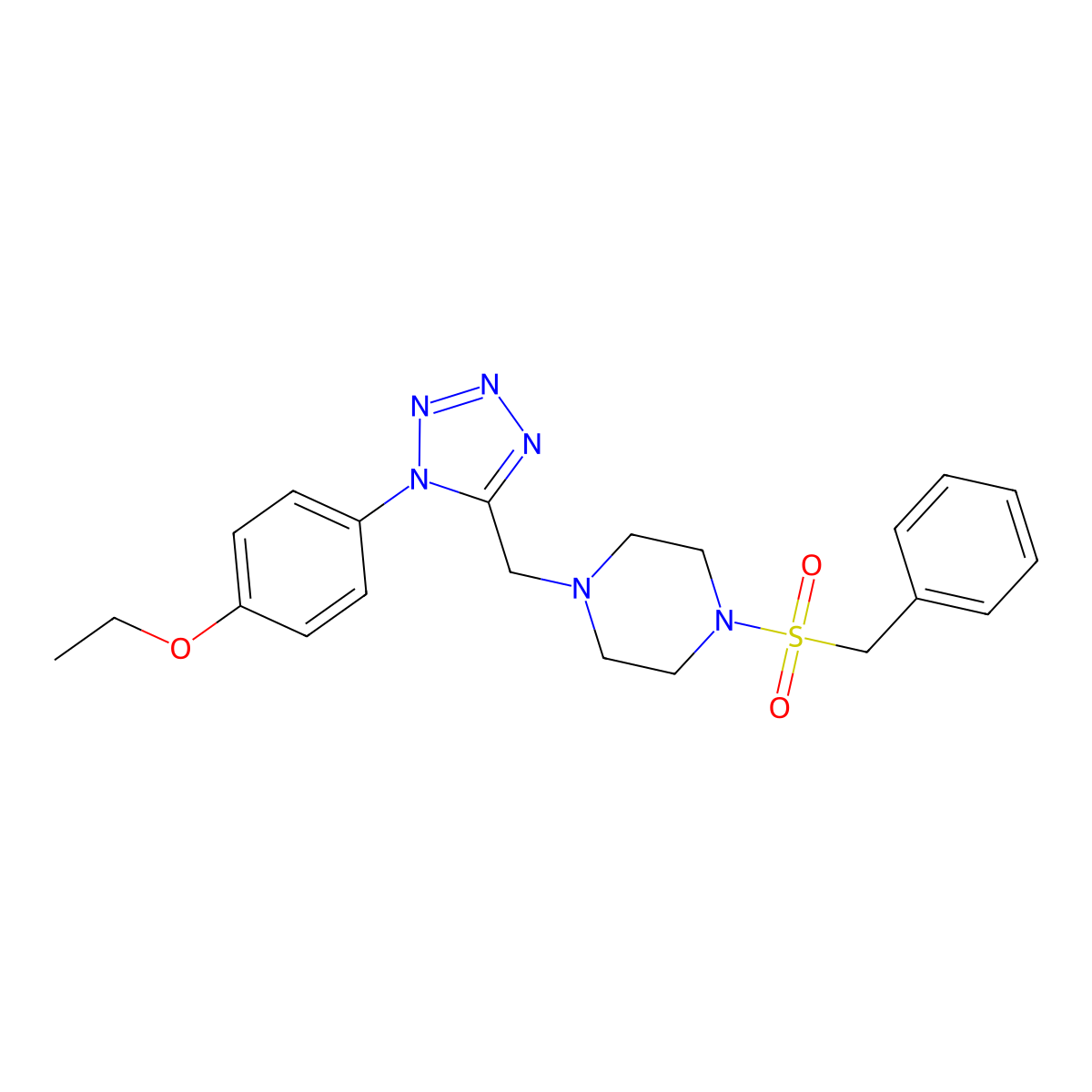 1-(benzylsulfonyl)-4-((1-(4-ethoxyphenyl)-1H-tetrazol-5-yl)methyl)piperazine molecular structure, CAS 1049390-34-2