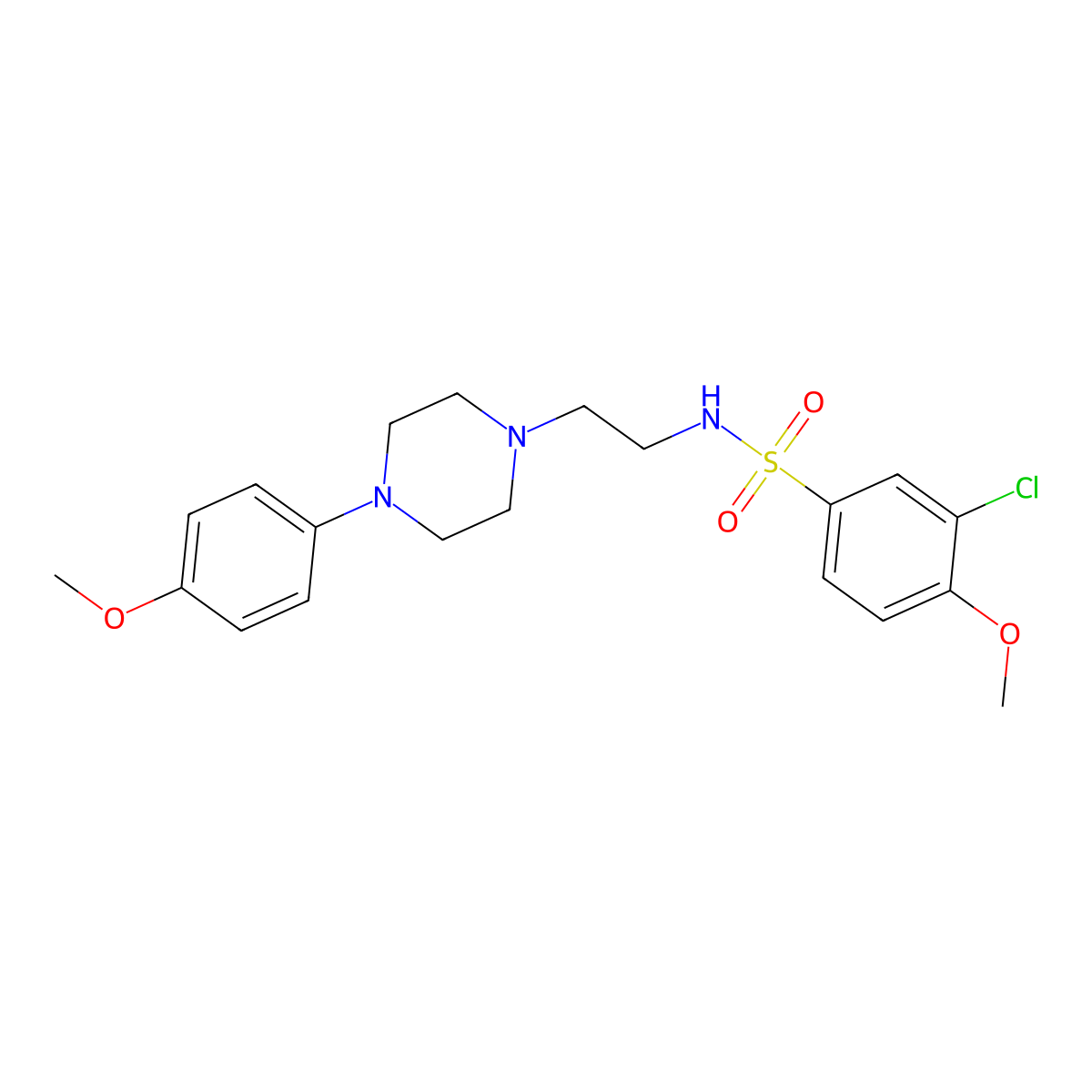 3-chloro-4-methoxy-N-(2-(4-(4-methoxyphenyl)piperazin-1-yl)ethyl)benzenesulfonamide molecular structure, CAS 1049390-60-4