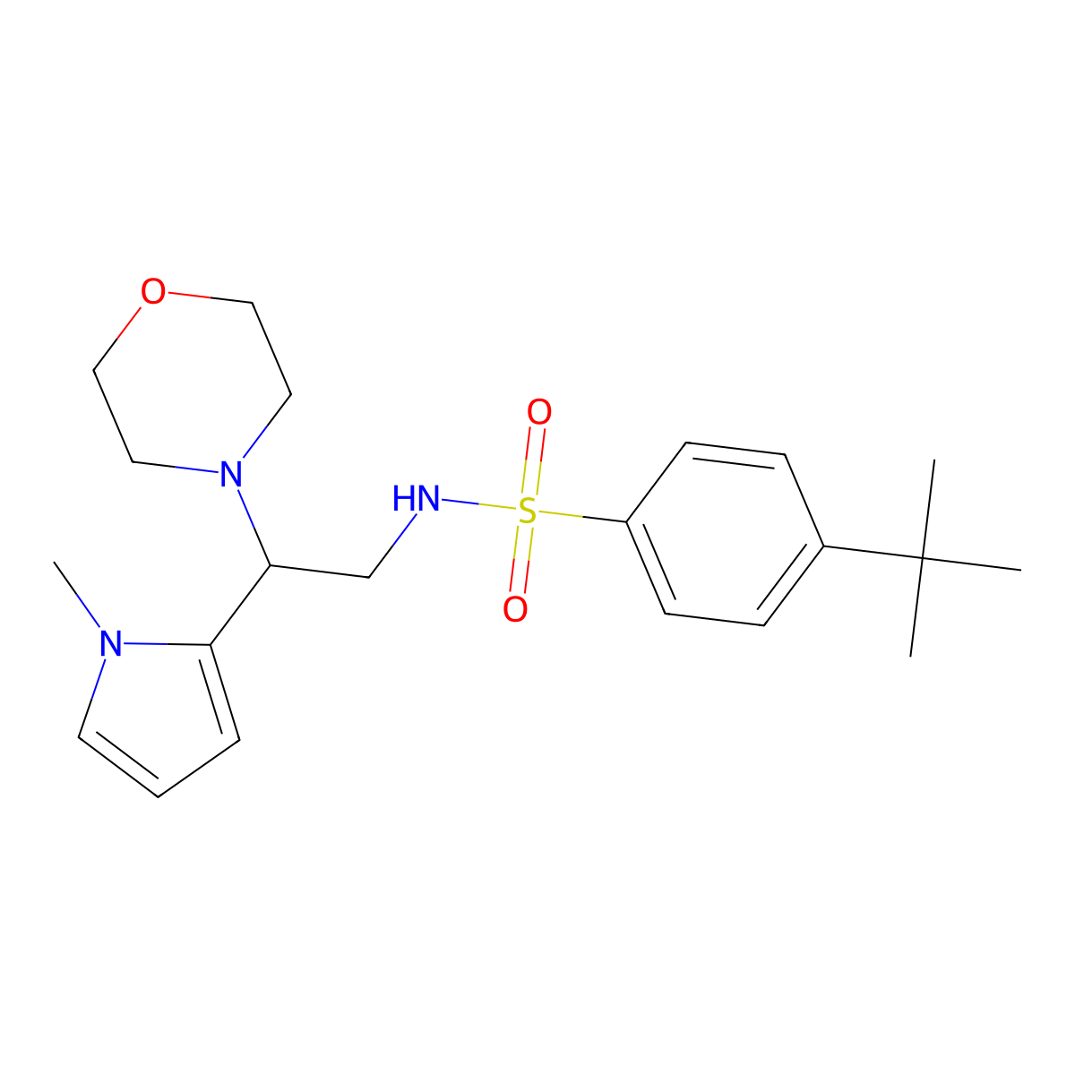 4-(tert-butyl)-N-(2-(1-methyl-1H-pyrrol-2-yl)-2-morpholinoethyl)benzenesulfonamide molecular structure, CAS 1049390-94-4