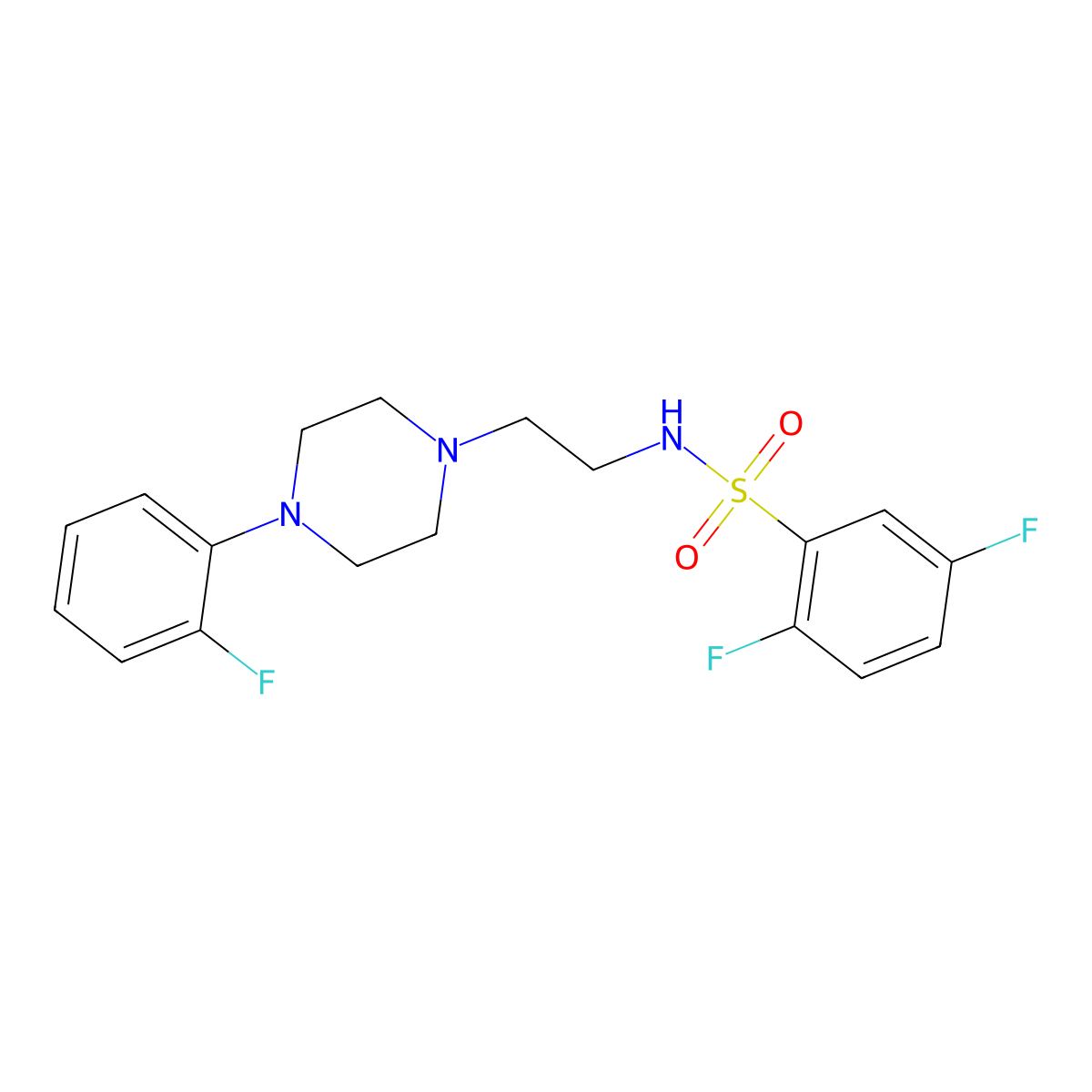 2,5-difluoro-N-(2-(4-(2-fluorophenyl)piperazin-1-yl)ethyl)benzenesulfonamide molecular structure, CAS 1049391-15-2