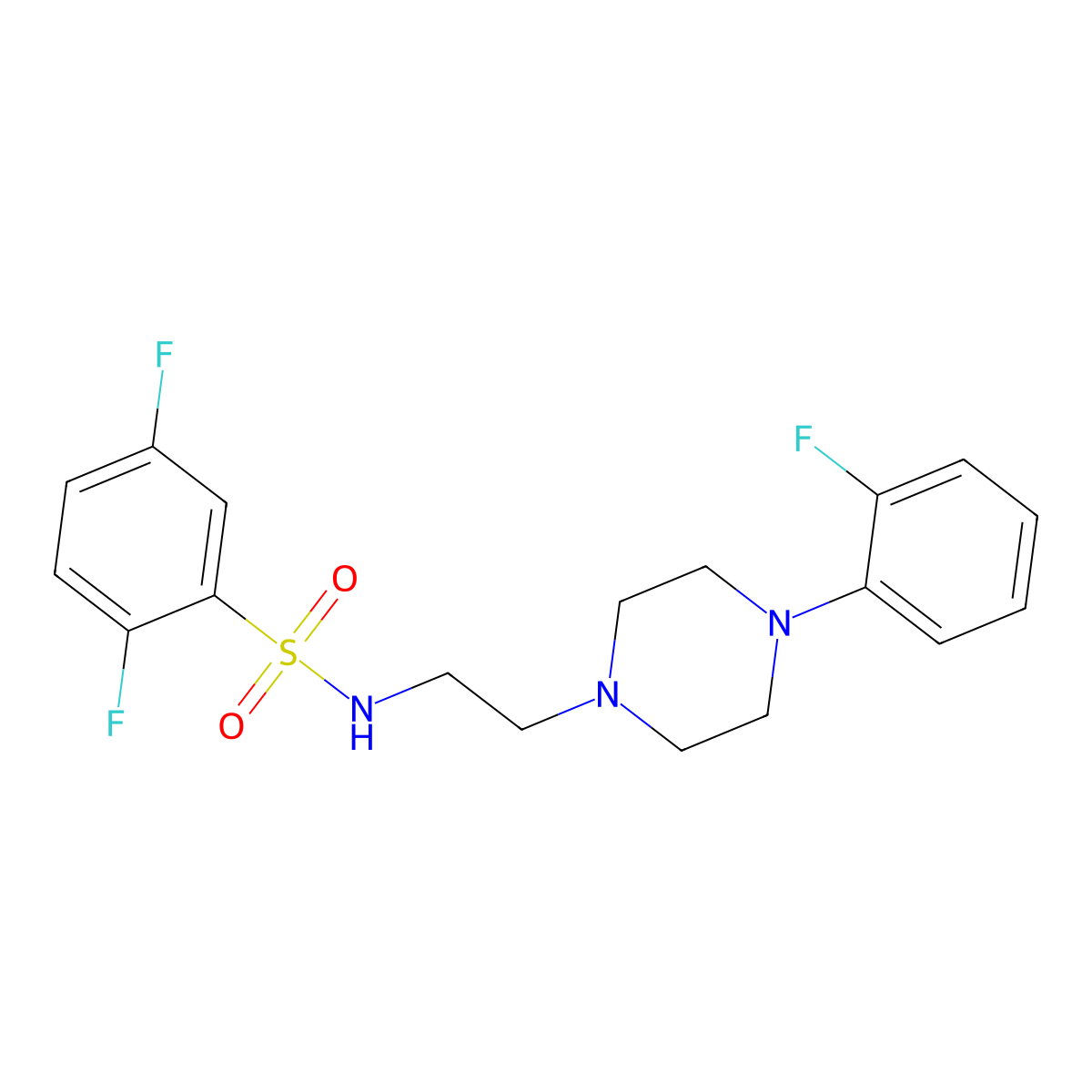 2,5-difluoro-N-(2-(4-(2-fluorophenyl)piperazin-1-yl)ethyl)benzenesulfonamide molecular structure, CAS 1049391-15-2