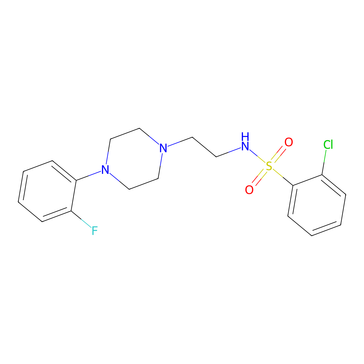 2-chloro-N-(2-(4-(2-fluorophenyl)piperazin-1-yl)ethyl)benzenesulfonamide molecular structure, CAS 1049391-23-2