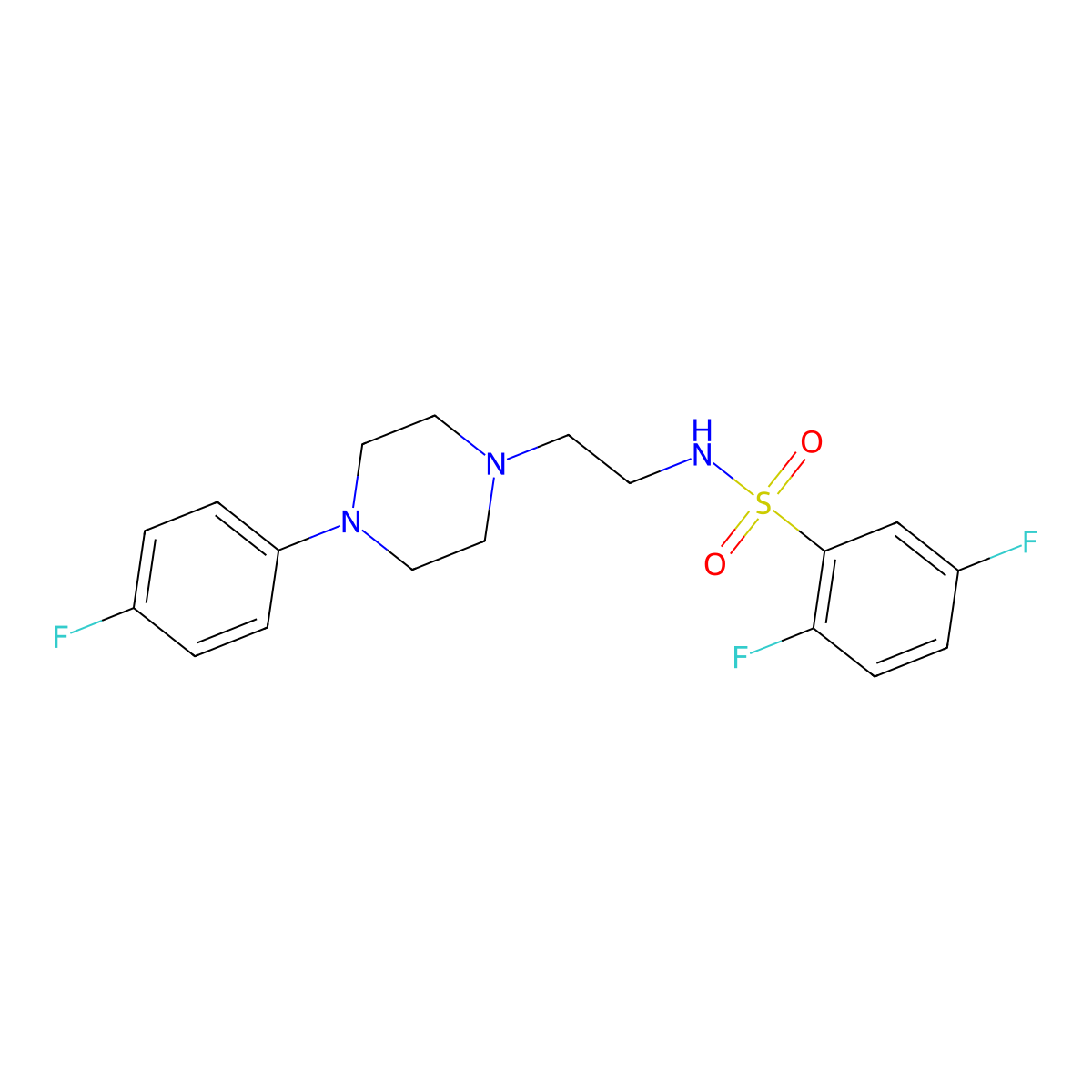 2,5-difluoro-N-(2-(4-(4-fluorophenyl)piperazin-1-yl)ethyl)benzenesulfonamide molecular structure, CAS 1049391-28-7