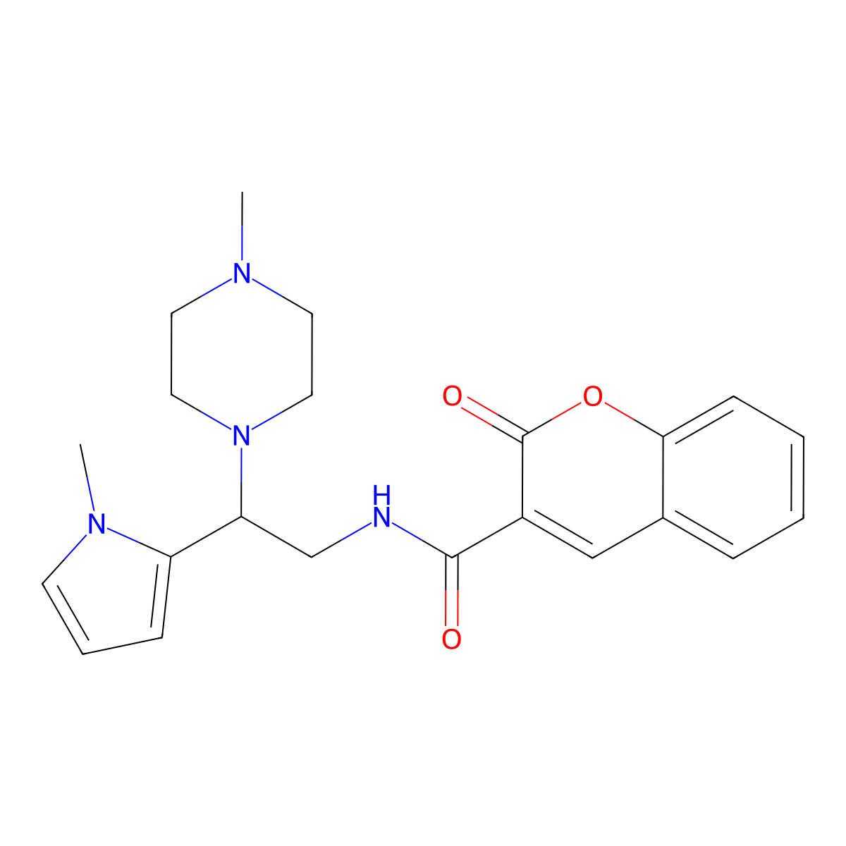 N-(2-(1-methyl-1H-pyrrol-2-yl)-2-(4-methylpiperazin-1-yl)ethyl)-2-oxo-2H-chromene-3-carboxamide molecular structure, CAS 1049391-30-1