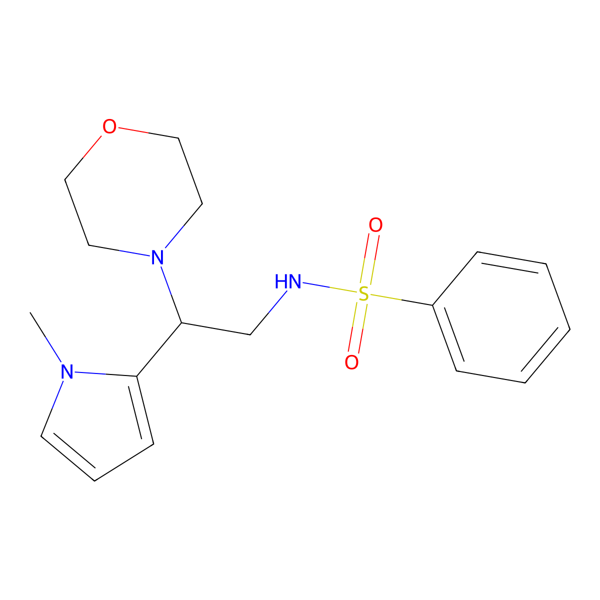 N-(2-(1-methyl-1H-pyrrol-2-yl)-2-morpholinoethyl)benzenesulfonamide molecular structure, CAS 1049391-40-3
