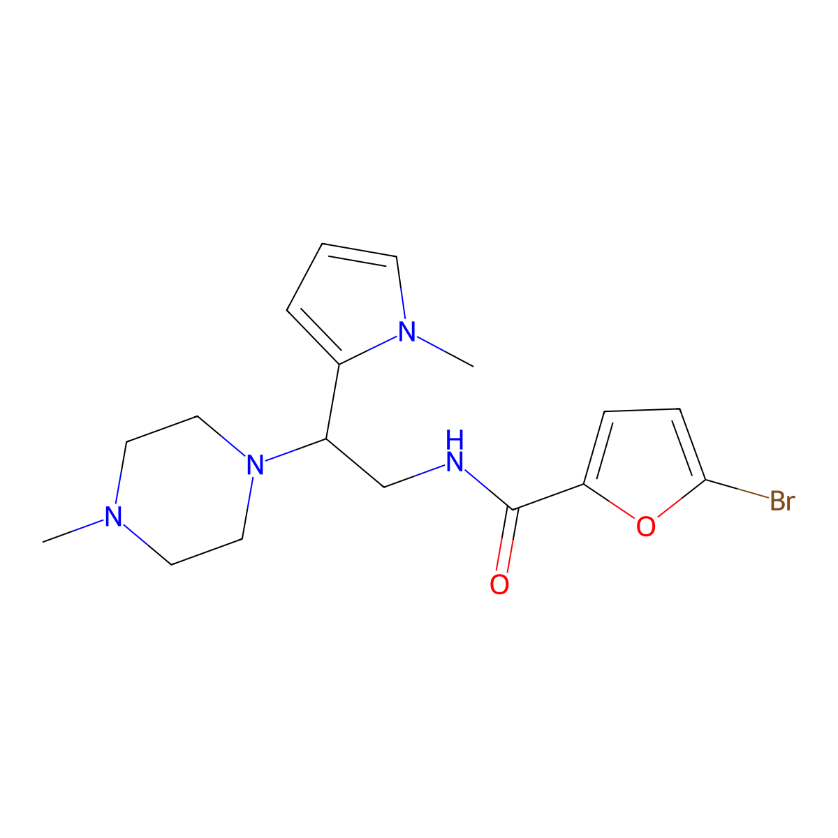 5-bromo-N-[2-(1-methyl-1H-pyrrol-2-yl)-2-(4-methylpiperazin-1-yl)ethyl]furan-2-carboxamide molecular structure, CAS 1049391-47-0