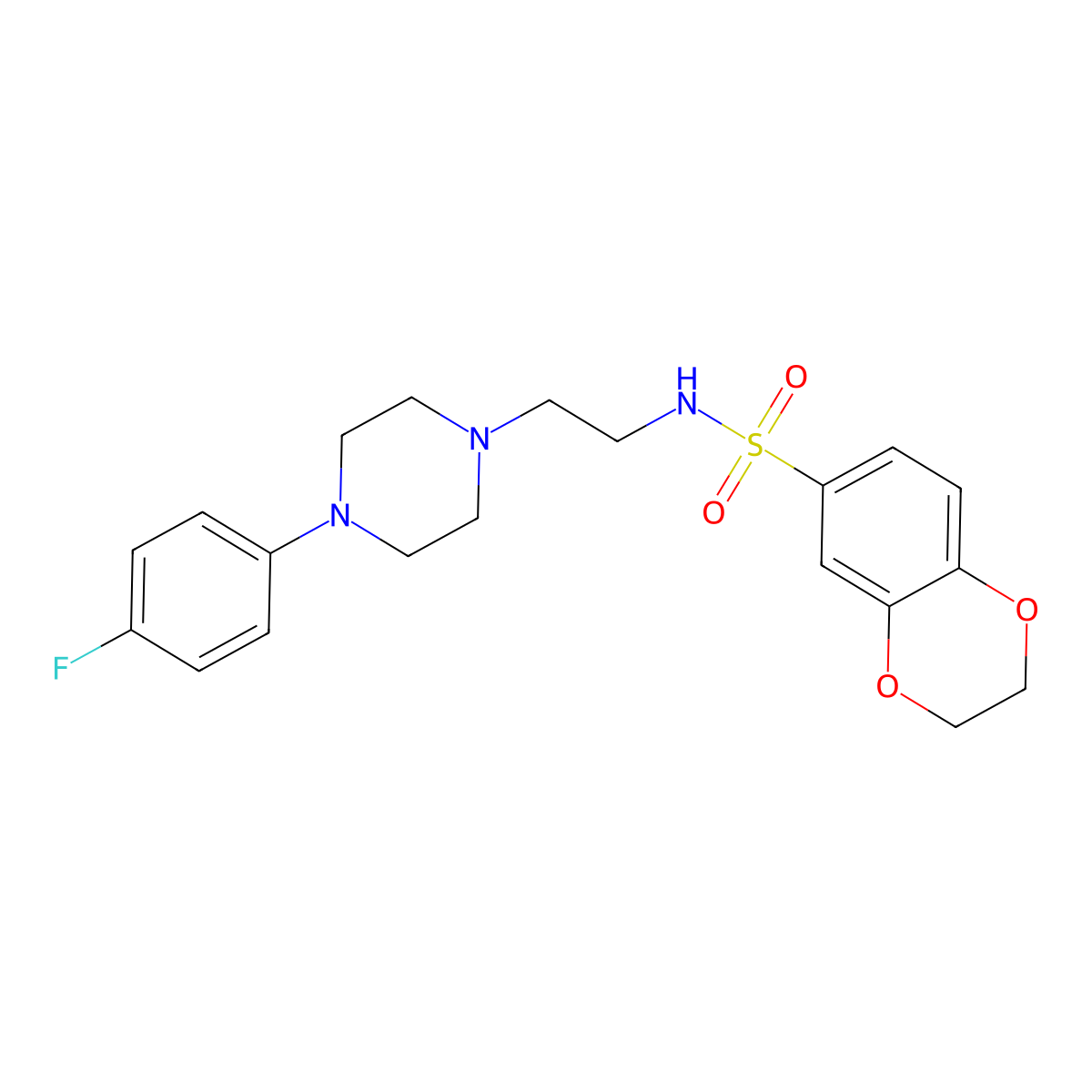N-(2-(4-(4-fluorophenyl)piperazin-1-yl)ethyl)-2,3-dihydrobenzo[b][1,4]dioxine-6-sulfonamide molecular structure, CAS 1049391-85-6