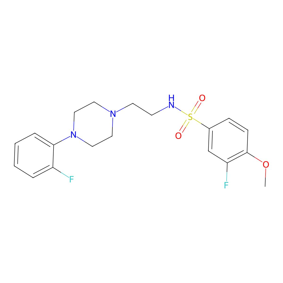 3-fluoro-N-(2-(4-(2-fluorophenyl)piperazin-1-yl)ethyl)-4-methoxybenzenesulfonamide molecular structure, CAS 1049391-86-7