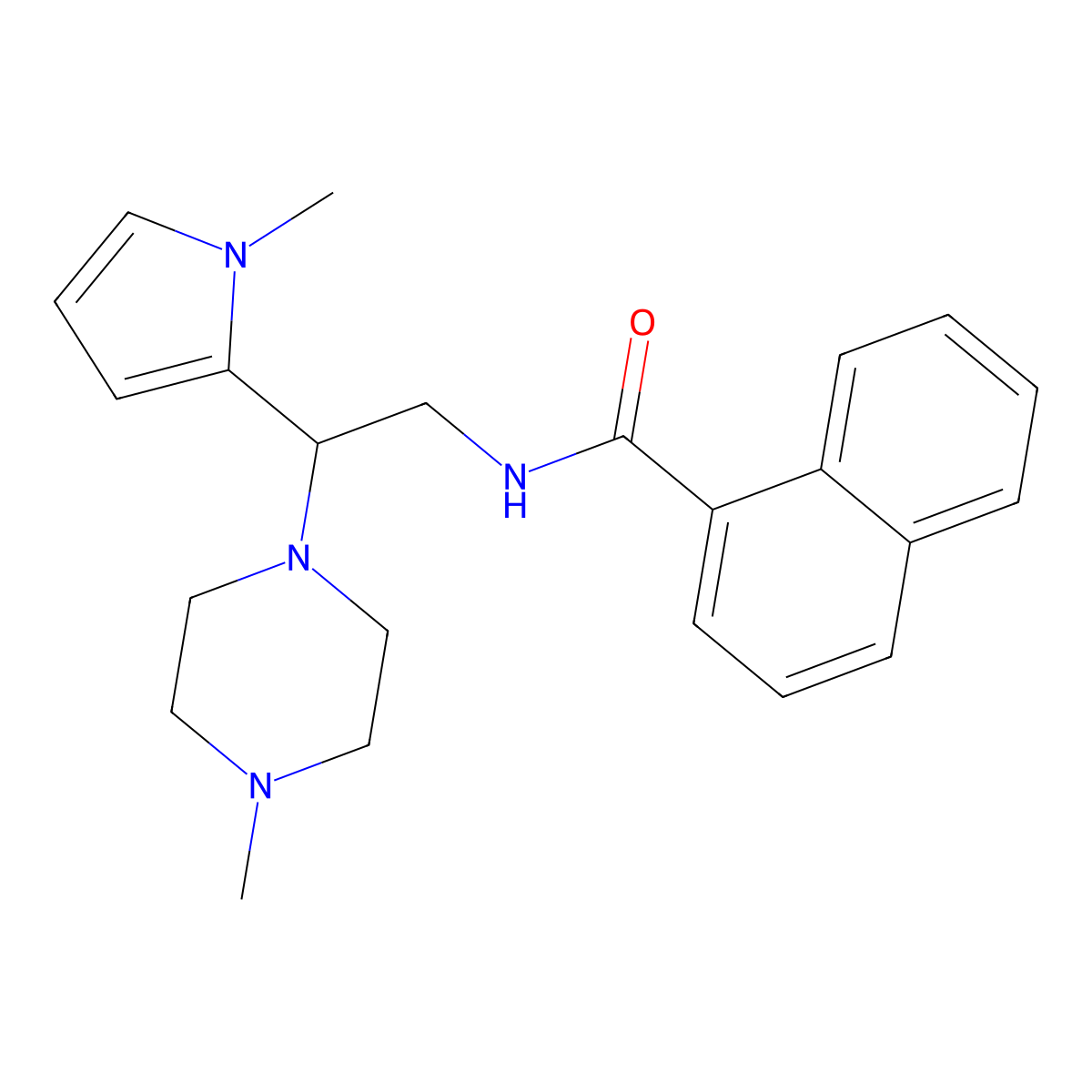 N-(2-(1-methyl-1H-pyrrol-2-yl)-2-(4-methylpiperazin-1-yl)ethyl)-1-naphthamide molecular structure, CAS 1049391-95-8