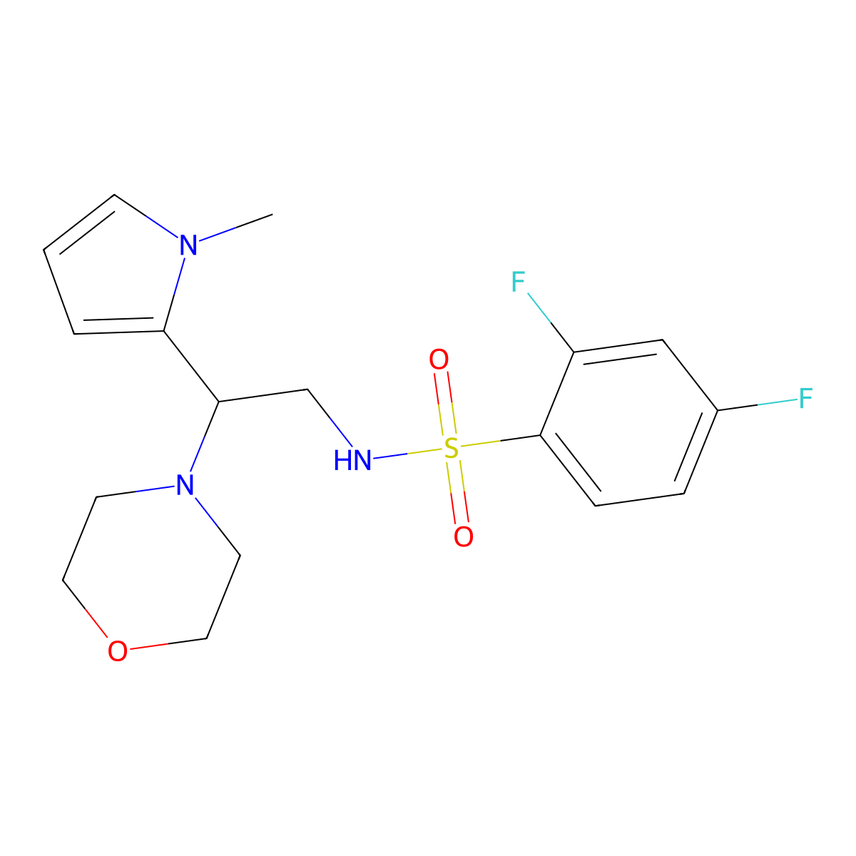 2,4-difluoro-N-(2-(1-methyl-1H-pyrrol-2-yl)-2-morpholinoethyl)benzenesulfonamide molecular structure, CAS 1049391-97-0
