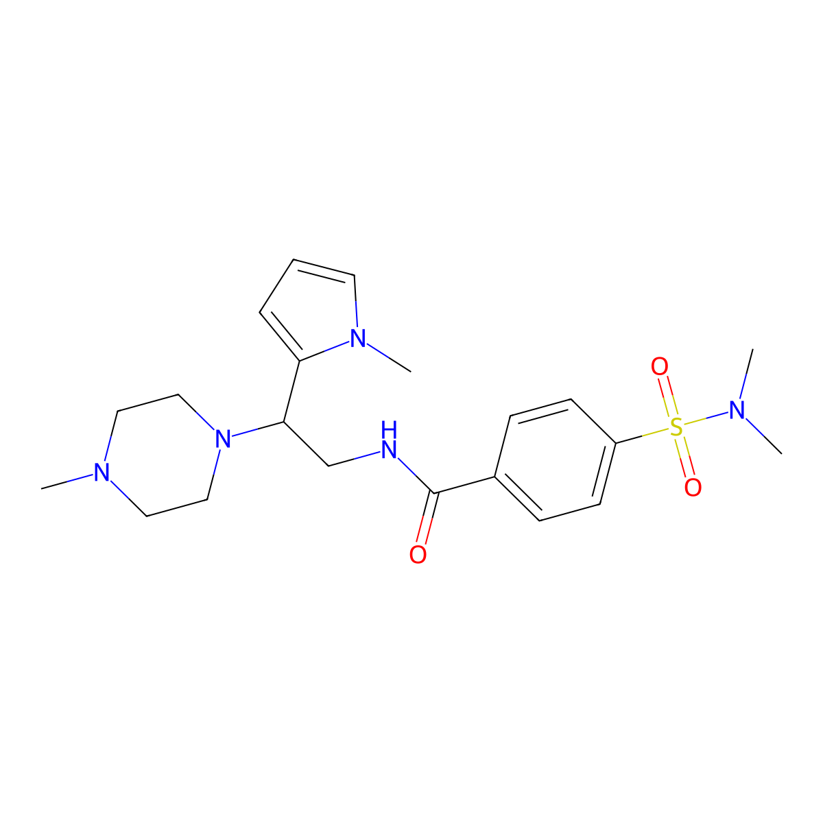 4-(dimethylsulfamoyl)-N-[2-(1-methyl-1H-pyrrol-2-yl)-2-(4-methylpiperazin-1-yl)ethyl]benzamide molecular structure, CAS 1049392-39-3