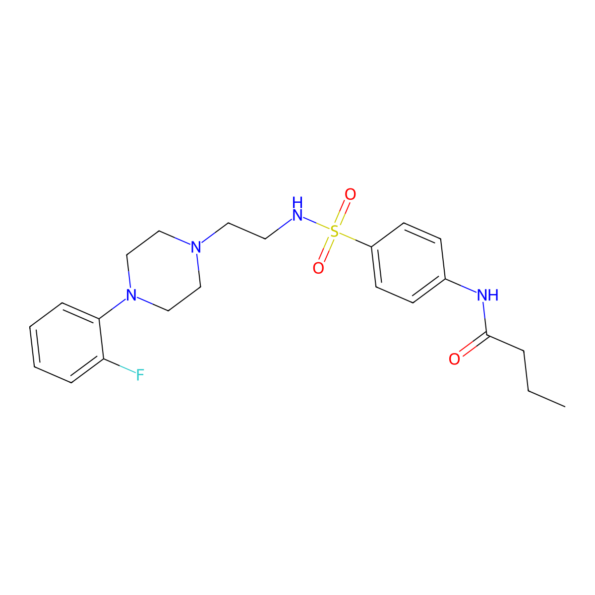 N-(4-(N-(2-(4-(2-fluorophenyl)piperazin-1-yl)ethyl)sulfamoyl)phenyl)butyramide molecular structure, CAS 1049392-46-2