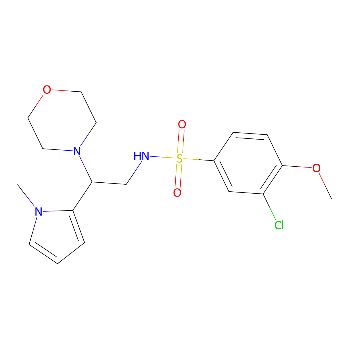 3-chloro-4-methoxy-N-(2-(1-methyl-1H-pyrrol-2-yl)-2-morpholinoethyl)benzenesulfonamide molecular structure, CAS 1049392-48-4