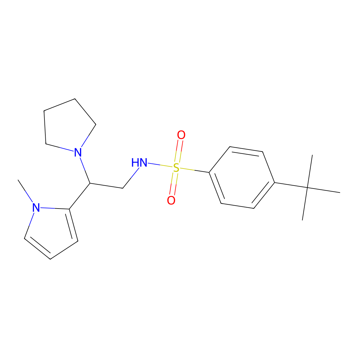 4-(tert-butyl)-N-(2-(1-methyl-1H-pyrrol-2-yl)-2-(pyrrolidin-1-yl)ethyl)benzenesulfonamide molecular structure, CAS 1049392-79-1