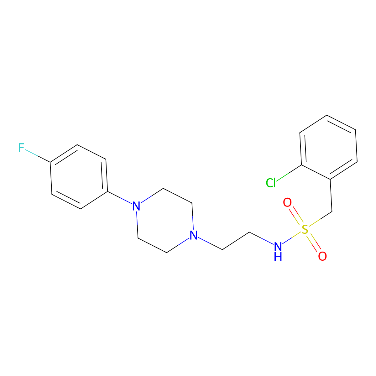 1-(2-chlorophenyl)-N-(2-(4-(4-fluorophenyl)piperazin-1-yl)ethyl)methanesulfonamide molecular structure, CAS 1049393-17-0