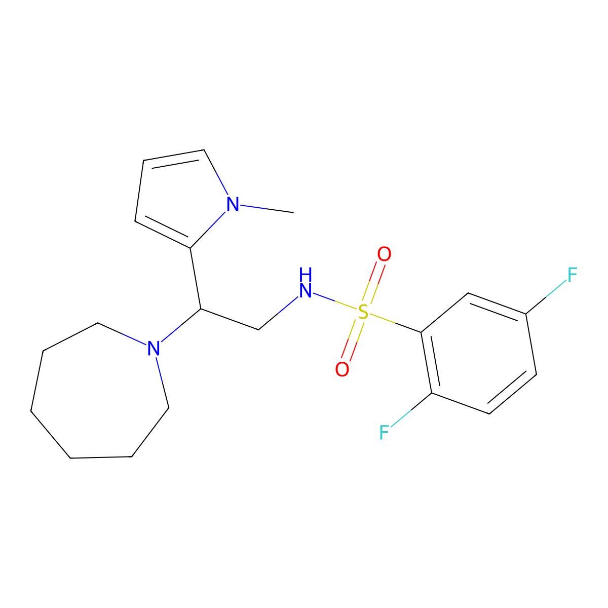 N-(2-(azepan-1-yl)-2-(1-methyl-1H-pyrrol-2-yl)ethyl)-2,5-difluorobenzenesulfonamide molecular structure, CAS 1049393-20-5