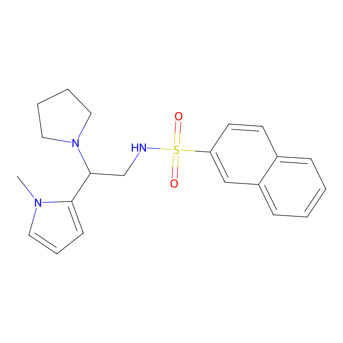 N-(2-(1-methyl-1H-pyrrol-2-yl)-2-(pyrrolidin-1-yl)ethyl)naphthalene-2-sulfonamide molecular structure, CAS 1049393-27-2