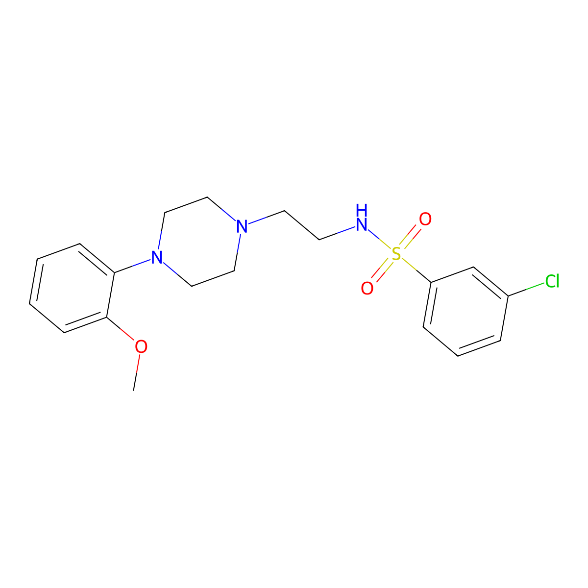 3-chloro-N-(2-(4-(2-methoxyphenyl)piperazin-1-yl)ethyl)benzenesulfonamide molecular structure, CAS 1049393-49-8