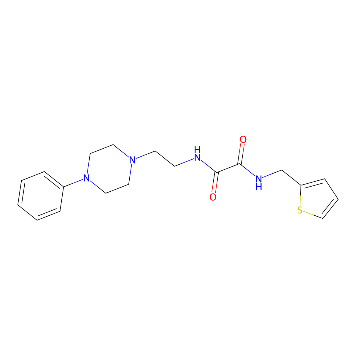 N1-(2-(4-phenylpiperazin-1-yl)ethyl)-N2-(thiophen-2-ylmethyl)oxalamide molecular structure, CAS 1049393-89-6