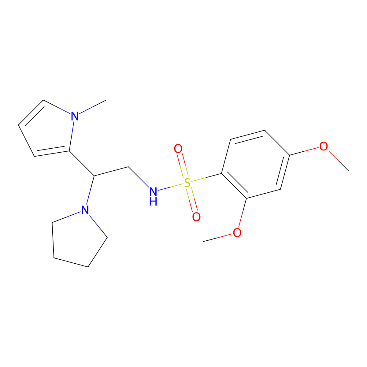 2,4-dimethoxy-N-[2-(1-methyl-1H-pyrrol-2-yl)-2-(pyrrolidin-1-yl)ethyl]benzene-1-sulfonamide molecular structure, CAS 1049393-90-9