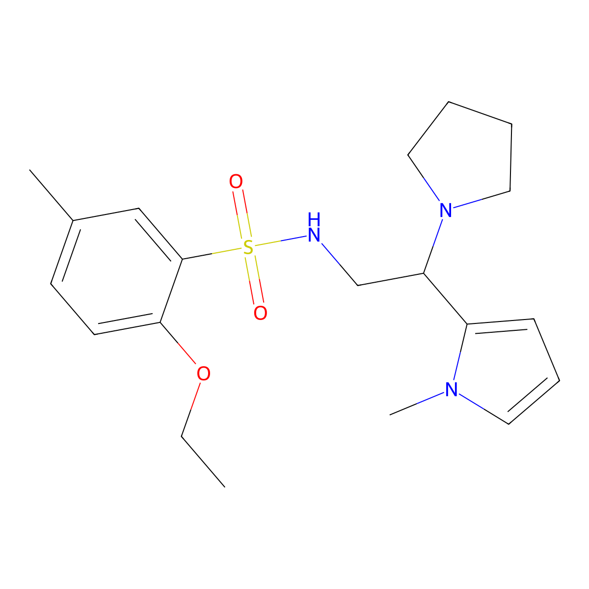 2-ethoxy-5-methyl-N-(2-(1-methyl-1H-pyrrol-2-yl)-2-(pyrrolidin-1-yl)ethyl)benzenesulfonamide molecular structure, CAS 1049394-11-7