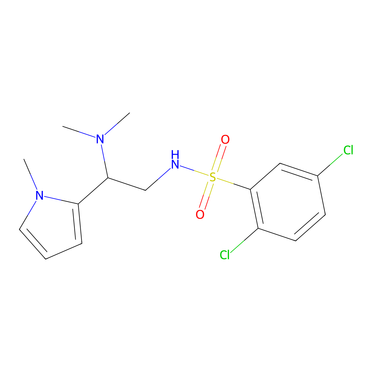 2,5-dichloro-N-(2-(dimethylamino)-2-(1-methyl-1H-pyrrol-2-yl)ethyl)benzenesulfonamide molecular structure, CAS 1049395-46-1