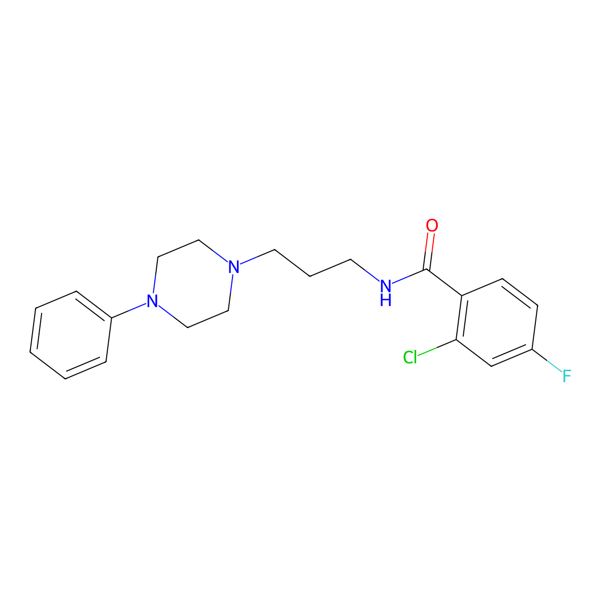 2-chloro-4-fluoro-N-[3-(4-phenylpiperazin-1-yl)propyl]benzamide molecular structure, CAS 1049395-59-6
