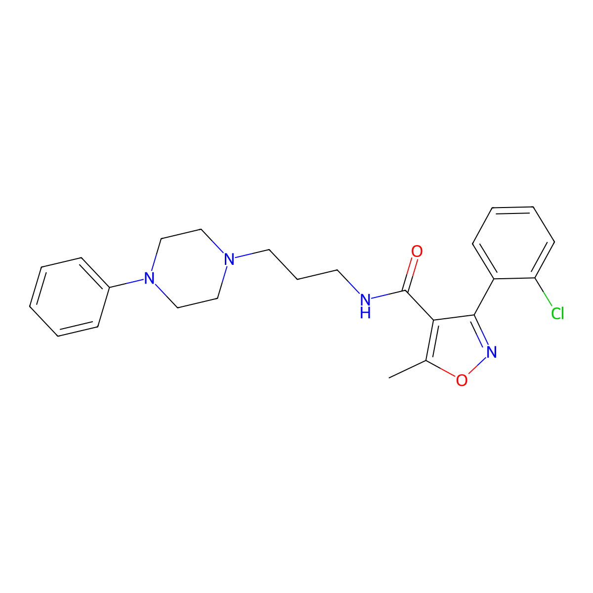 3-(2-chlorophenyl)-5-methyl-N-(3-(4-phenylpiperazin-1-yl)propyl)isoxazole-4-carboxamide molecular structure, CAS 1049395-66-5