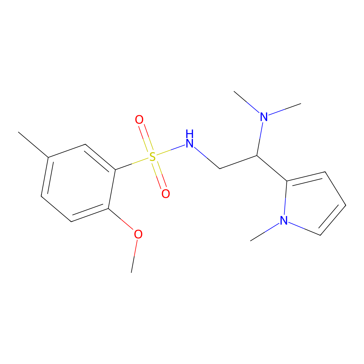 N-(2-(dimethylamino)-2-(1-methyl-1H-pyrrol-2-yl)ethyl)-2-methoxy-5-methylbenzenesulfonamide molecular structure, CAS 1049395-88-1