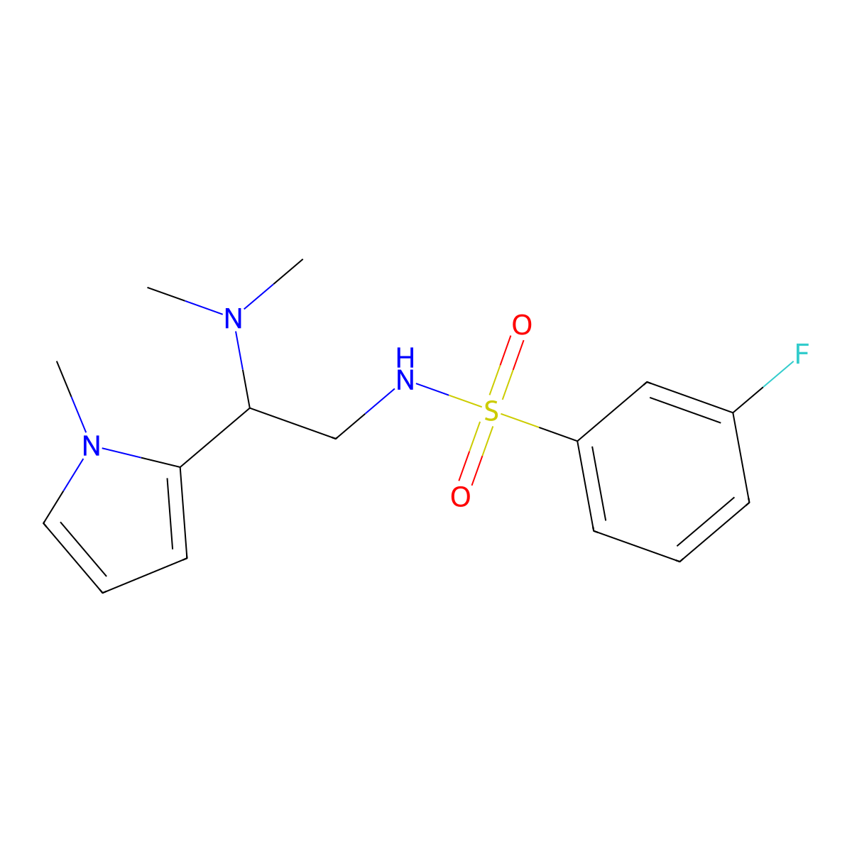 N-(2-(dimethylamino)-2-(1-methyl-1H-pyrrol-2-yl)ethyl)-3-fluorobenzenesulfonamide molecular structure, CAS 1049395-95-0