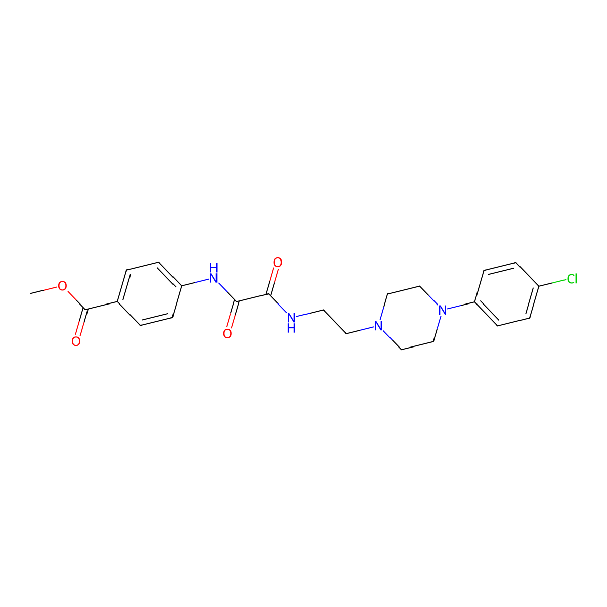 Methyl 4-(2-((2-(4-(4-chlorophenyl)piperazin-1-yl)ethyl)amino)-2-oxoacetamido)benzoate molecular structure, CAS 1049397-62-7