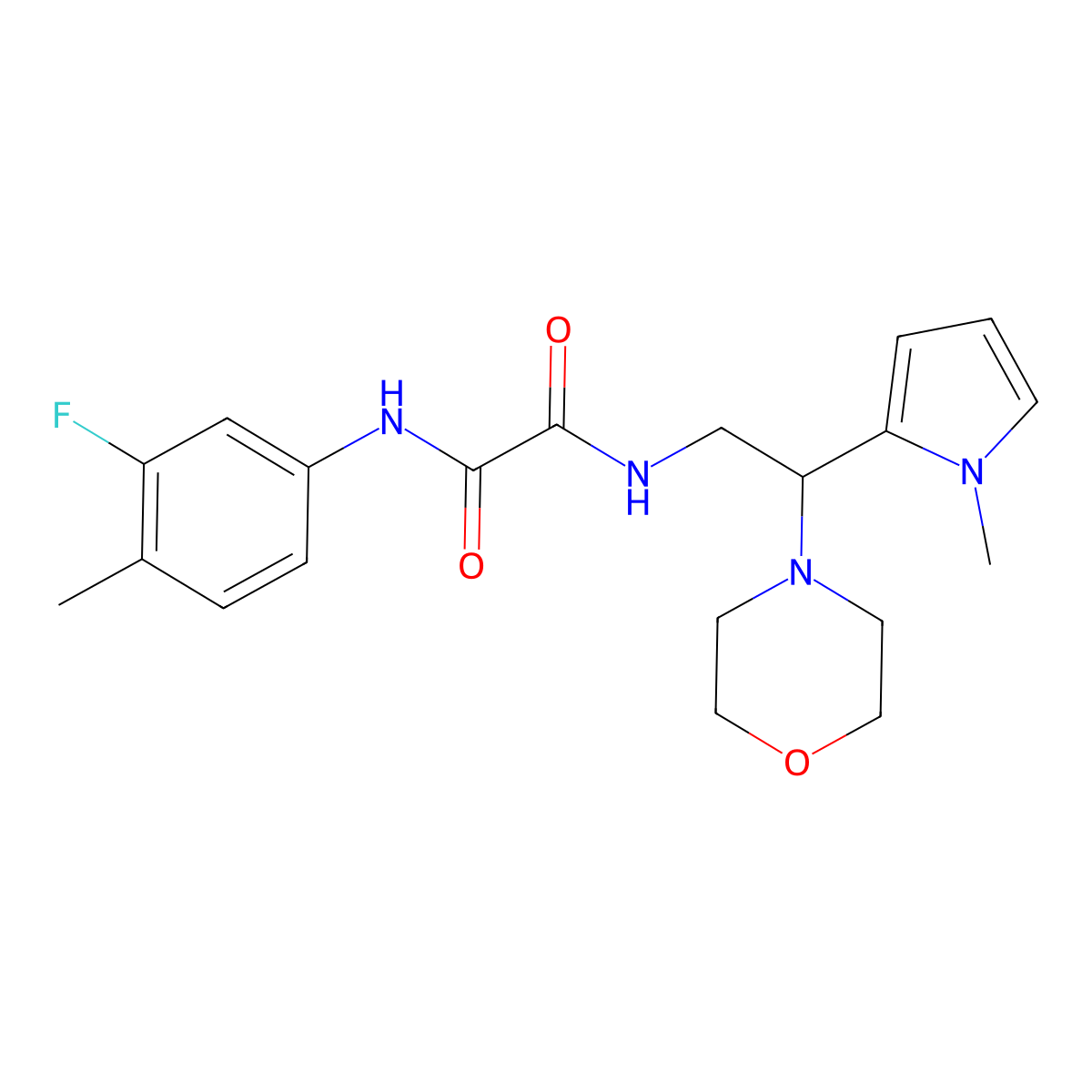 N1-(3-fluoro-4-methylphenyl)-N2-(2-(1-methyl-1H-pyrrol-2-yl)-2-morpholinoethyl)oxalamide molecular structure, CAS 1049398-51-7