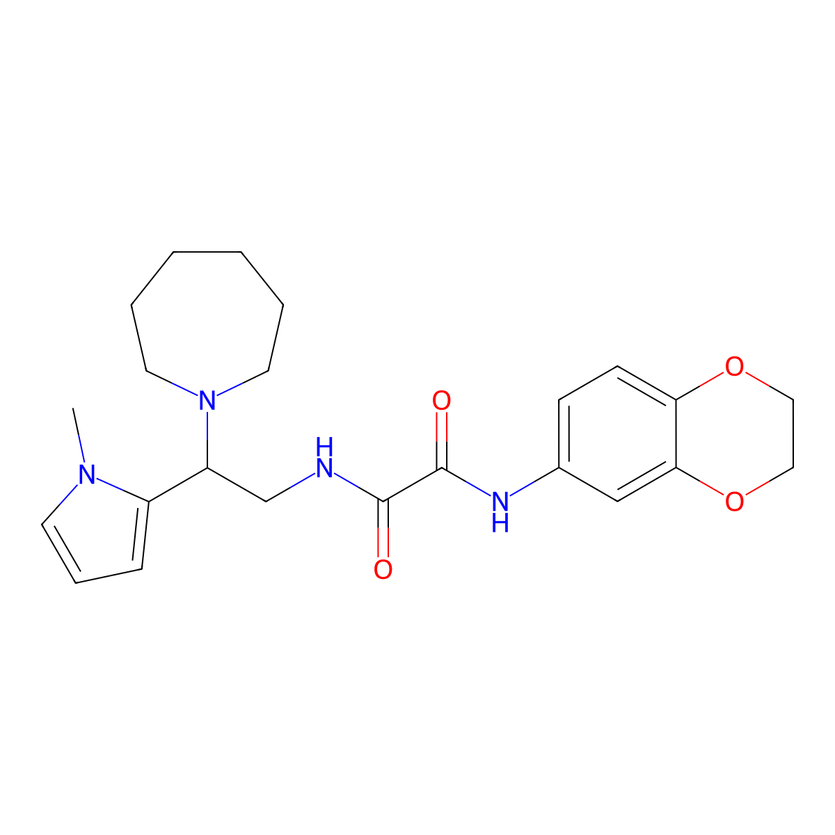 N1-(2-(azepan-1-yl)-2-(1-methyl-1H-pyrrol-2-yl)ethyl)-N2-(2,3-dihydrobenzo[b][1,4]dioxin-6-yl)oxalamide molecular structure, CAS 1049399-74-7