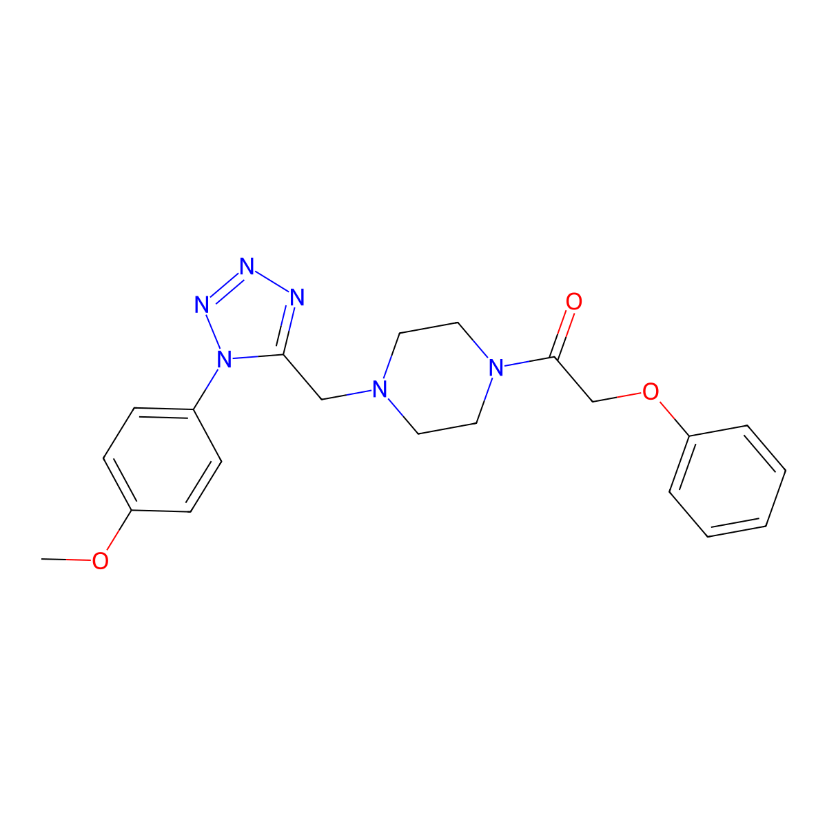 1-(4-((1-(4-methoxyphenyl)-1H-tetrazol-5-yl)methyl)piperazin-1-yl)-2-phenoxyethanone molecular structure, CAS 1049399-81-6