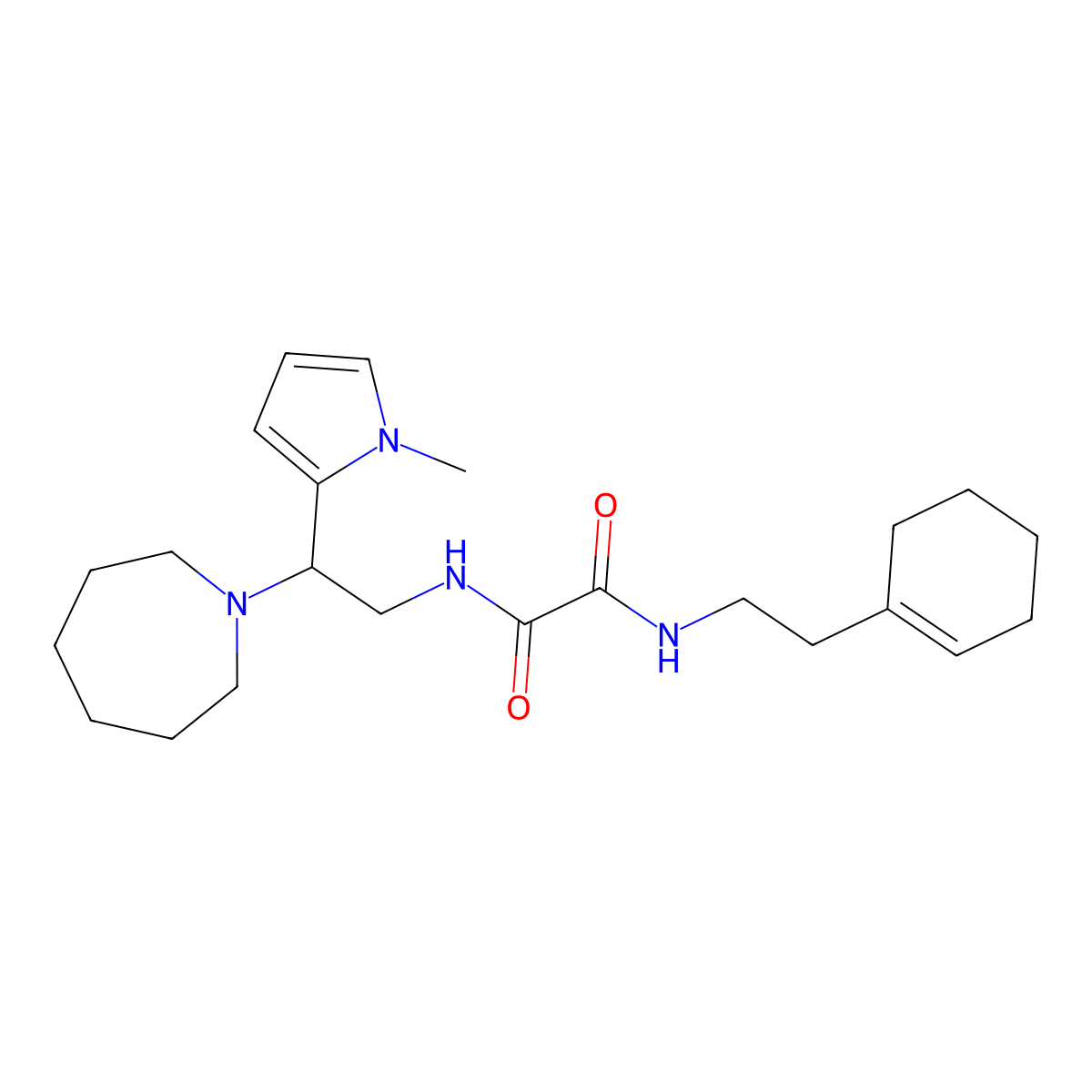 N1-(2-(azepan-1-yl)-2-(1-methyl-1H-pyrrol-2-yl)ethyl)-N2-(2-(cyclohex-1-en-1-yl)ethyl)oxalamide molecular structure, CAS 1049399-86-1