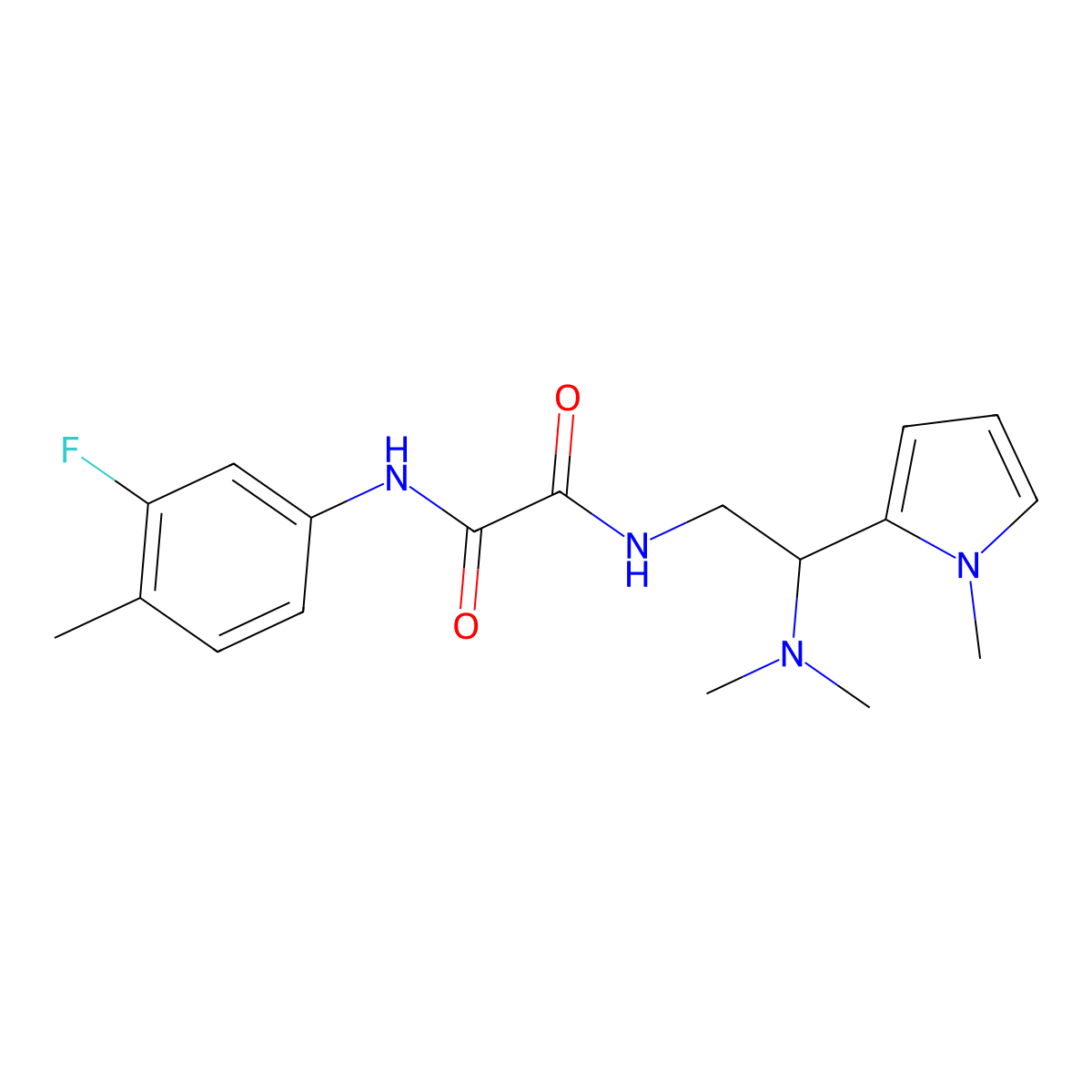 N1-(2-(dimethylamino)-2-(1-methyl-1H-pyrrol-2-yl)ethyl)-N2-(3-fluoro-4-methylphenyl)oxalamide molecular structure, CAS 1049401-76-4