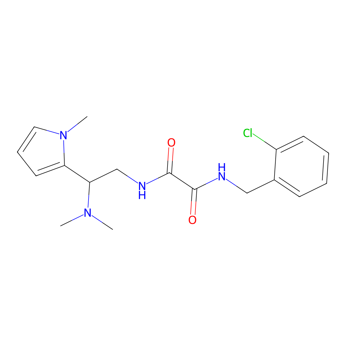 N1-(2-chlorobenzyl)-N2-(2-(dimethylamino)-2-(1-methyl-1H-pyrrol-2-yl)ethyl)oxalamide molecular structure, CAS 1049402-43-8