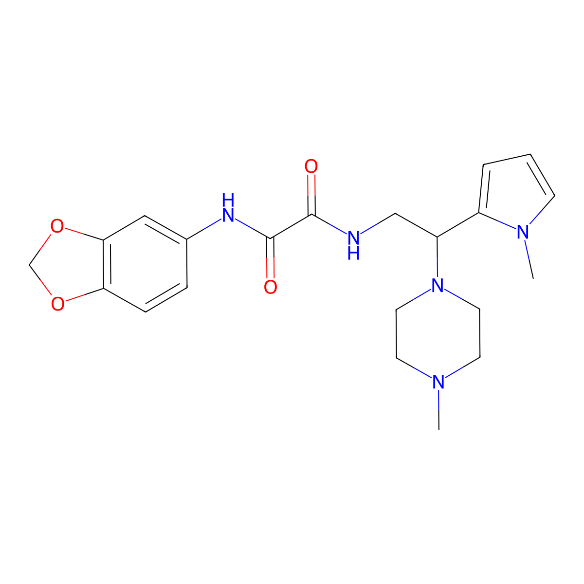 N1-(benzo[d][1,3]dioxol-5-yl)-N2-(2-(1-methyl-1H-pyrrol-2-yl)-2-(4-methylpiperazin-1-yl)ethyl)oxalamide molecular structure, CAS 1049403-38-4
