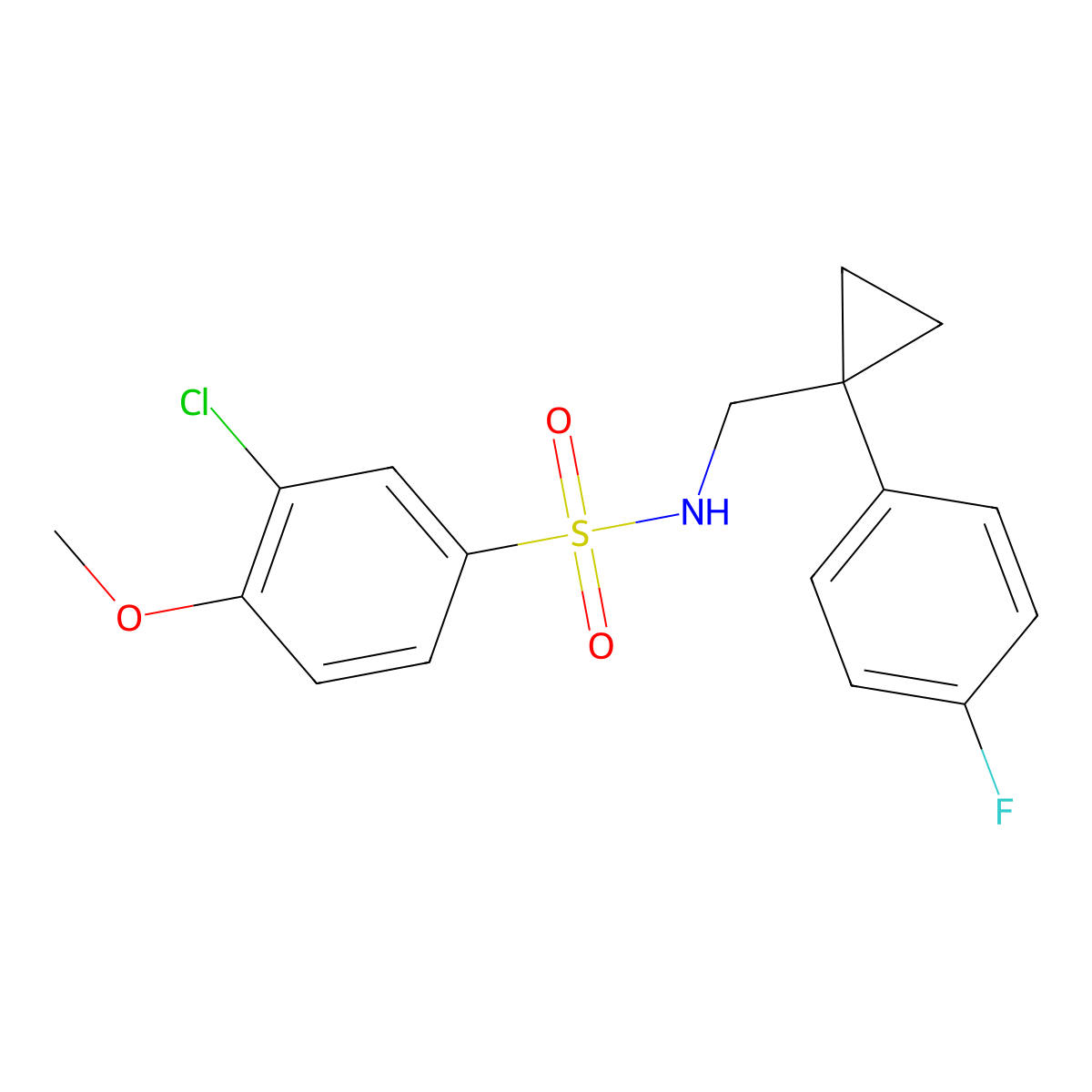 3-chloro-N-((1-(4-fluorophenyl)cyclopropyl)methyl)-4-methoxybenzenesulfonamide molecular structure, CAS 1049403-64-6
