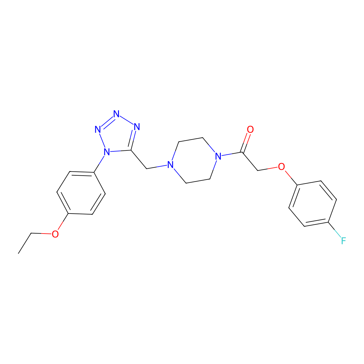 1-(4-((1-(4-ethoxyphenyl)-1H-tetrazol-5-yl)methyl)piperazin-1-yl)-2-(4-fluorophenoxy)ethanone molecular structure, CAS 1049403-95-3