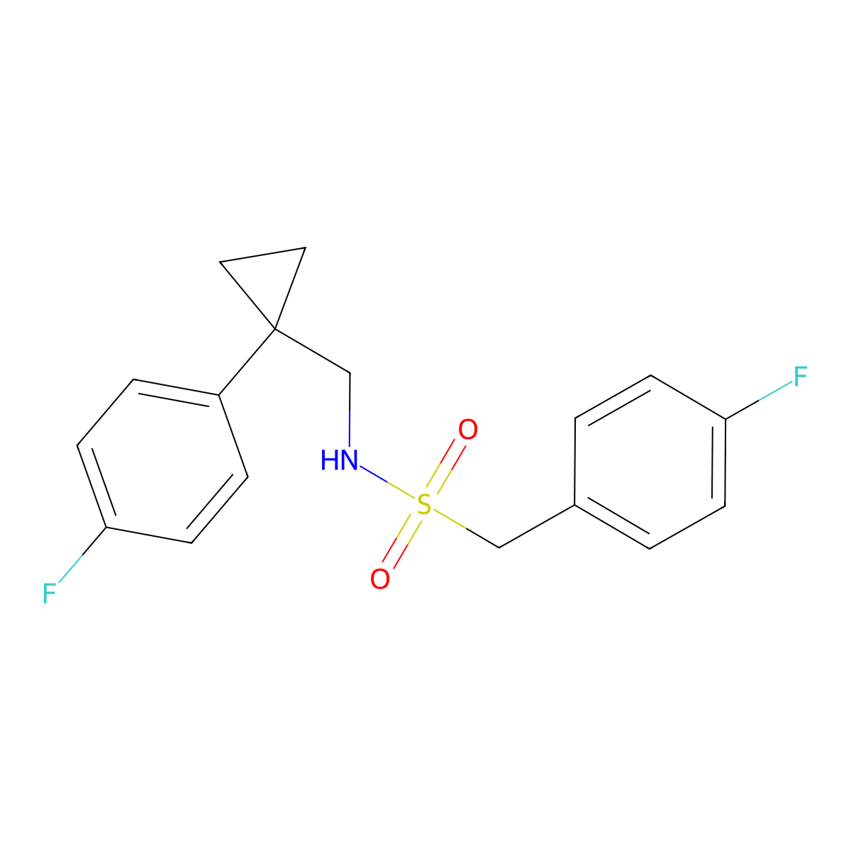 1-(4-fluorophenyl)-N-((1-(4-fluorophenyl)cyclopropyl)methyl)methanesulfonamide molecular structure, CAS 1049404-04-7