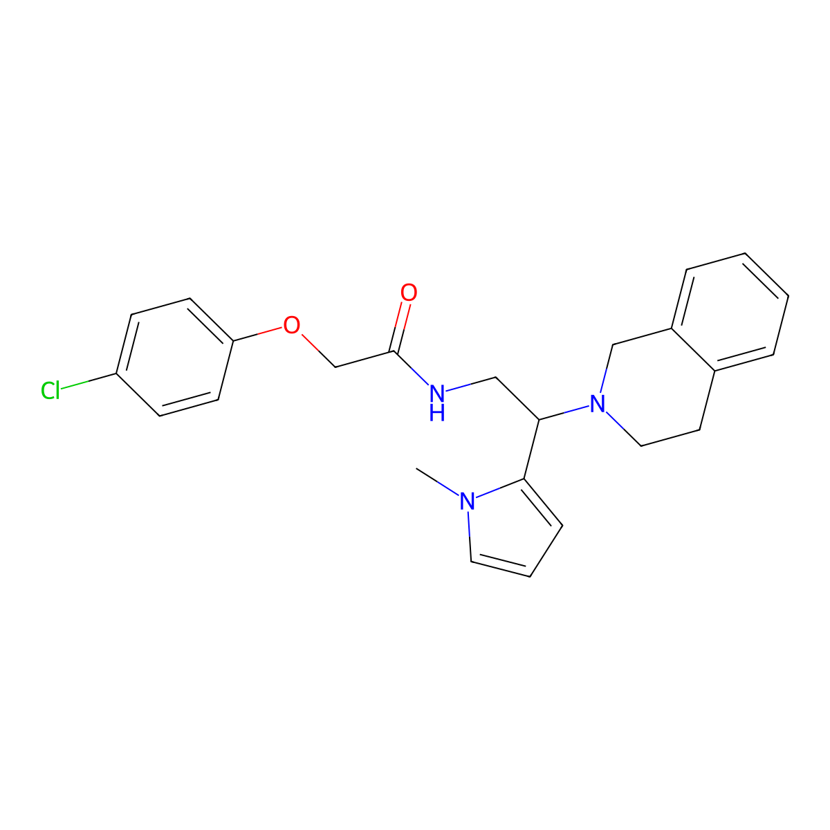 2-(4-chlorophenoxy)-N-(2-(3,4-dihydroisoquinolin-2(1H)-yl)-2-(1-methyl-1H-pyrrol-2-yl)ethyl)acetamide molecular structure, CAS 1049404-42-3